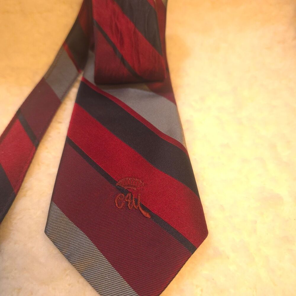 Dillard's Countess Mara Men's Tie Burgundy Grey Navy Striped Silk Necktie